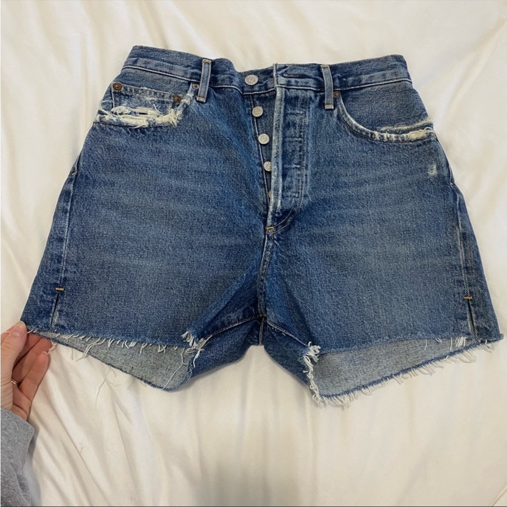 Agolde Dee Super High-Rise Denim Shorts in color precision, size 26 - Picture 7 of 8